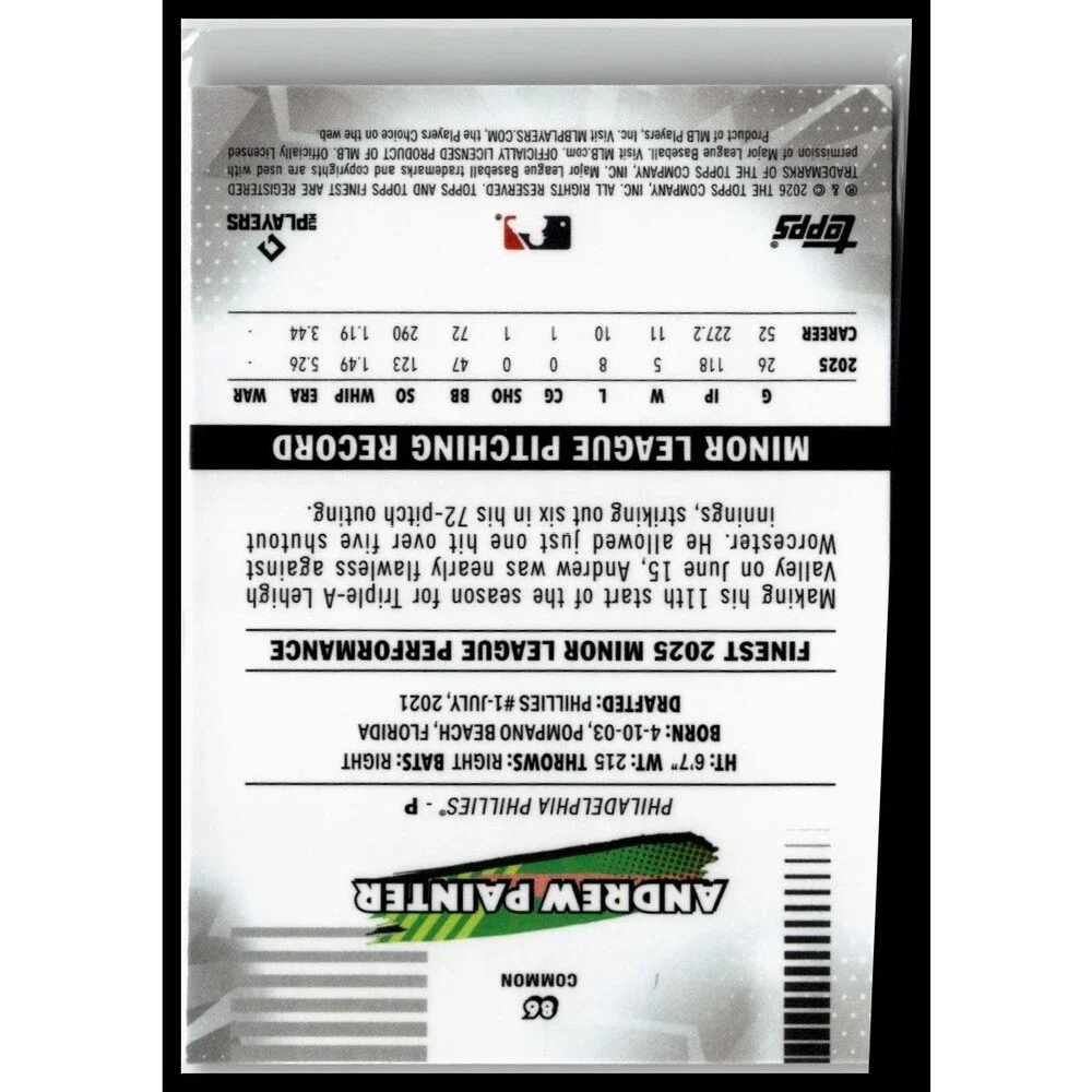 2026 Finest Andrew Painter Common Base Rookie RC Phillies